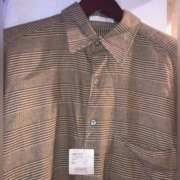 PLAID SHIRT NWT Plaid Button Down Men Flannel Shirt Perry Ellis